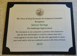 Certificate 2015 Town of Lloyd Economic Development Committee Landscape Improvement