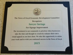 Certificate: 2015 Town of Lloyd Economic Development Committee Signage Improvement
