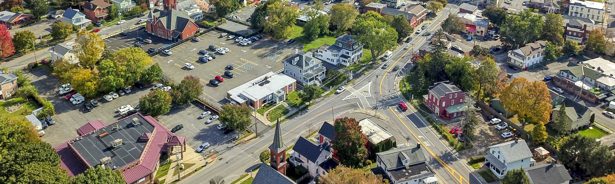 drone shot of saugerties, ny and sawyer location