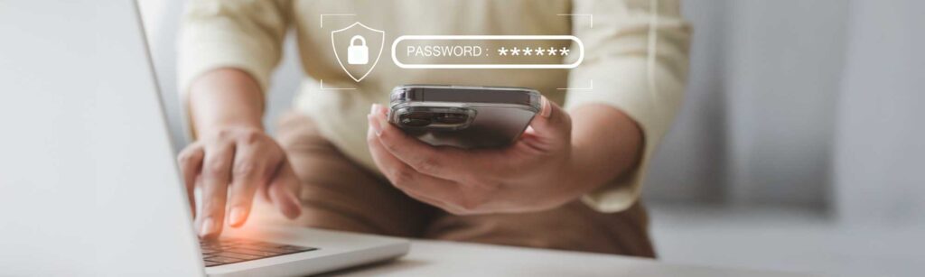 hand with mobile phone and doing a Multi Factor Authentification